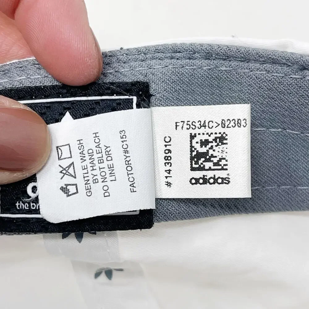 Adidas Womens White Black Relaxed Strap Back Hat Embroidered Logo Cap Adjustable